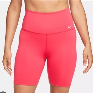 Nike One Dri Fit High Rise 7" Bike Shorts Womens Large Pink Gym